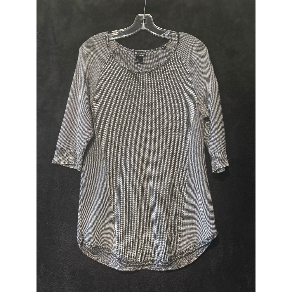 New Directions Women's Black and White 3/4 Sleeve Knit Tunic Top - Large‎